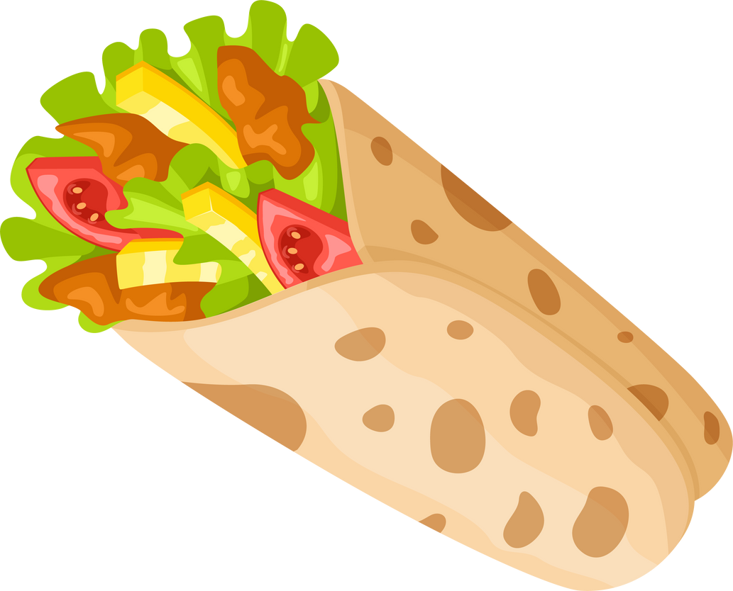 Burrito cartoon icon. Mexican wrap fast food