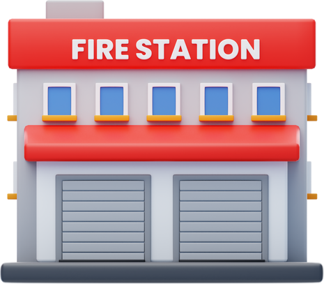 Fire Station 3d Illustration