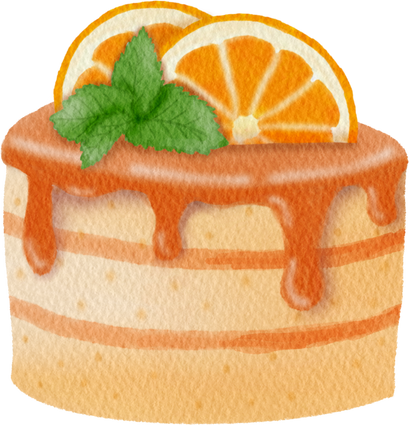 Watercolor cake. Orange Cake.